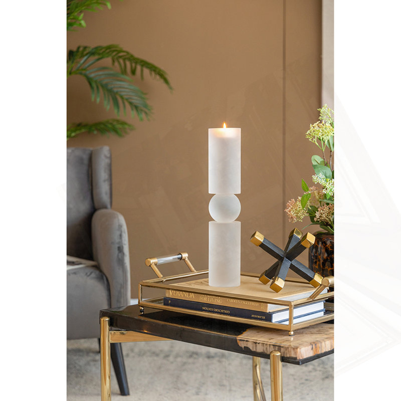 Grand porte-bougie en verre D3.1X15, 15" H x 3.1" W x 3.1" D