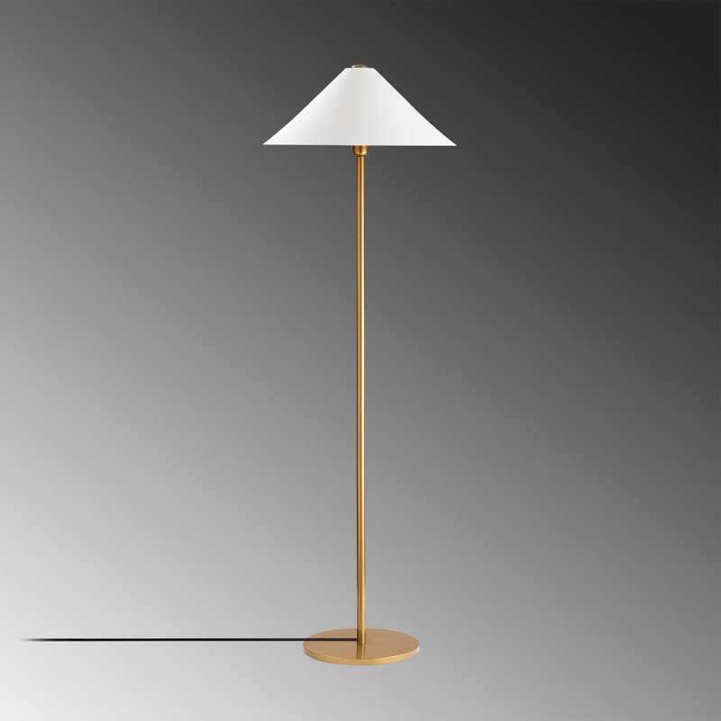 Modern Floor Lamp with Metal Body, Gold Finish, 18.1 x 18.1 x 59.1 Inches | E27 Socket, Max 40W | Base Plate 12.2 x 12.2 x 0.8 Inches | 6.6 ft Cable | Elegant Lighting for Home, Hotel, & Scandinavian Decor