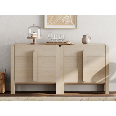 Commode 3 tiroirs 3 tiroirs pour chambre à coucher, commode Mid-Century moderne, rangement en bois 6 tiroirs pour le couloir du salon