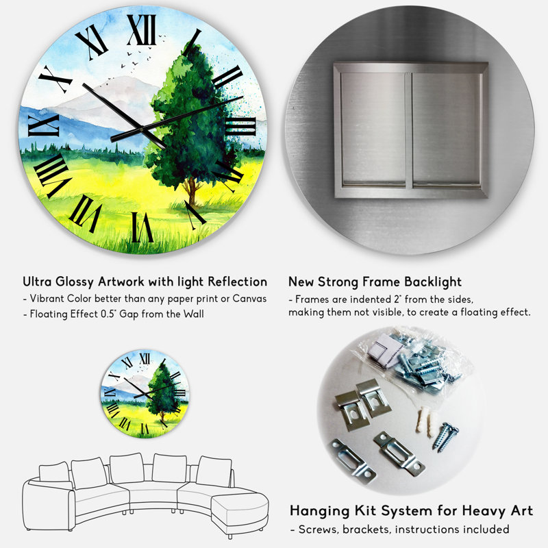 Horloge murale «The Field With The Beautiful Tree», Moyen