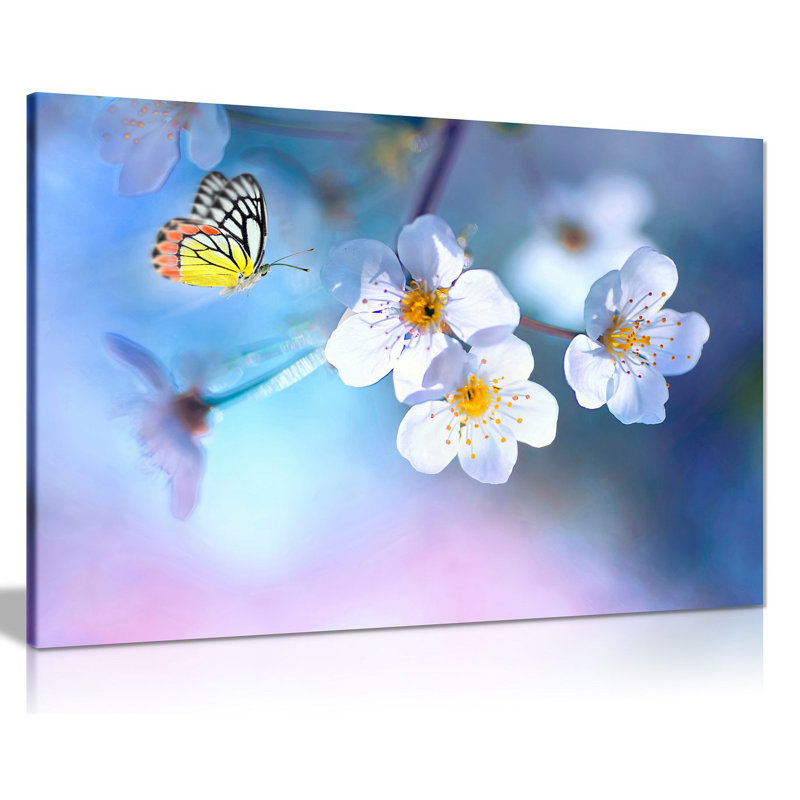Beautiful Butterfly Flowers - Wrapped Canvas Print, 31cm H x 46cm W