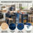 Navy Rolling Kitchen Island with Extended Table, LED Lights, Power Outlets & 2 Fluted Glass Doors-129888252