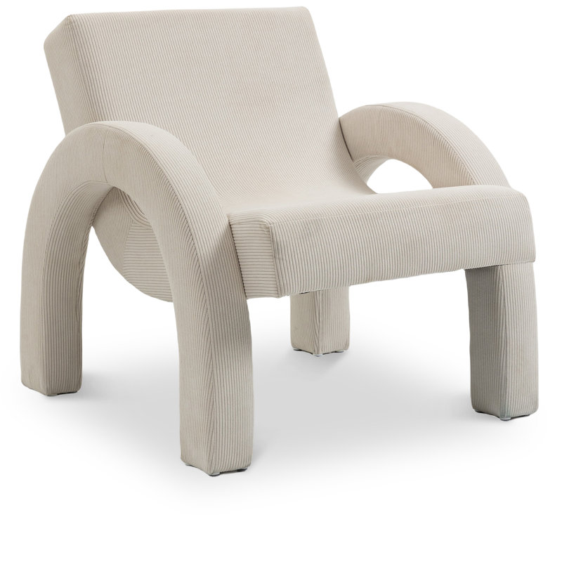 Fauteuil Hodon, Tissu en velours côtelé crème