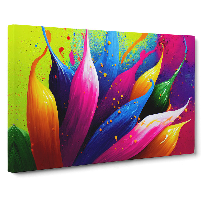Dashing Flower Splash Abstract - Wrapped Canvas, 50cm H x 76cm W x 3cm D