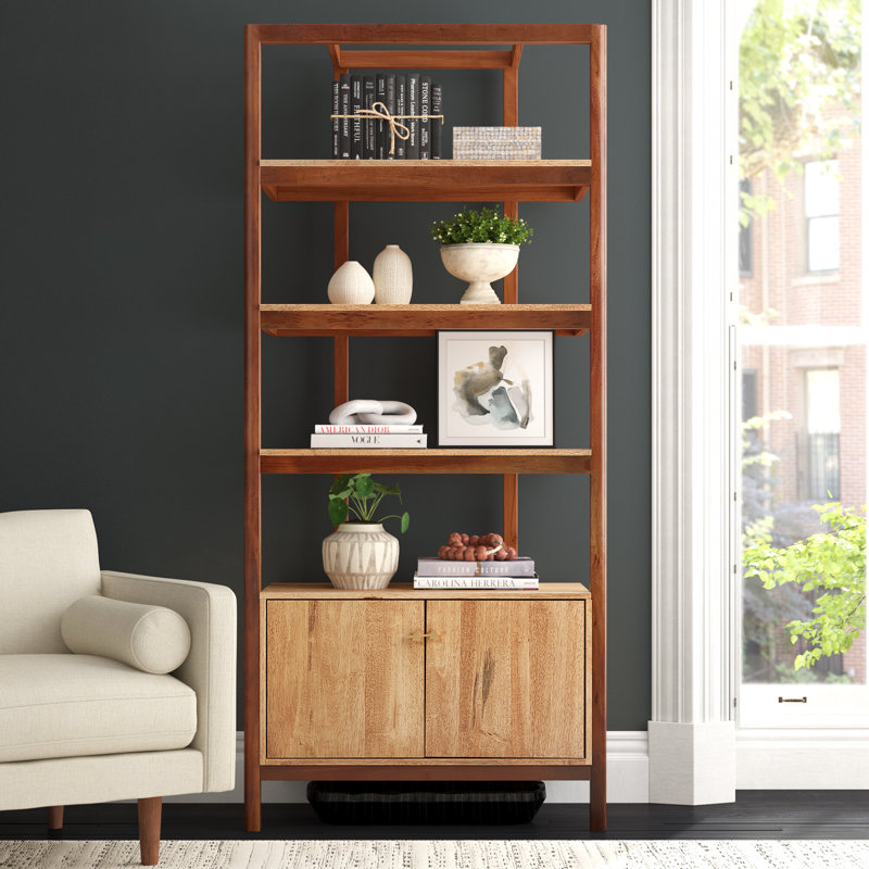 Joss & Main Jeanna 94" Solid Wood Bookcase | Wayfair