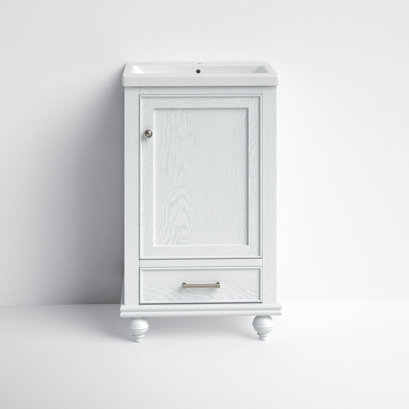 Ensemble de meuble-lavabo Angelissa, Grain blanc / nickel brossé
