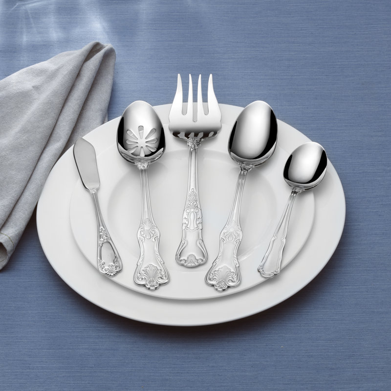 Wallace Hotel Lux 77-Piece 18/10 Stainless Steel Flatware Set, Silver, Service for 12