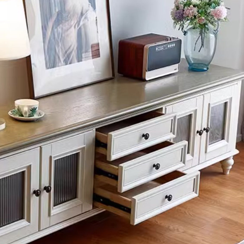Meuble télé en bois massif American Light Luxury, 25.59"H x 94.48"L x 17.71"W