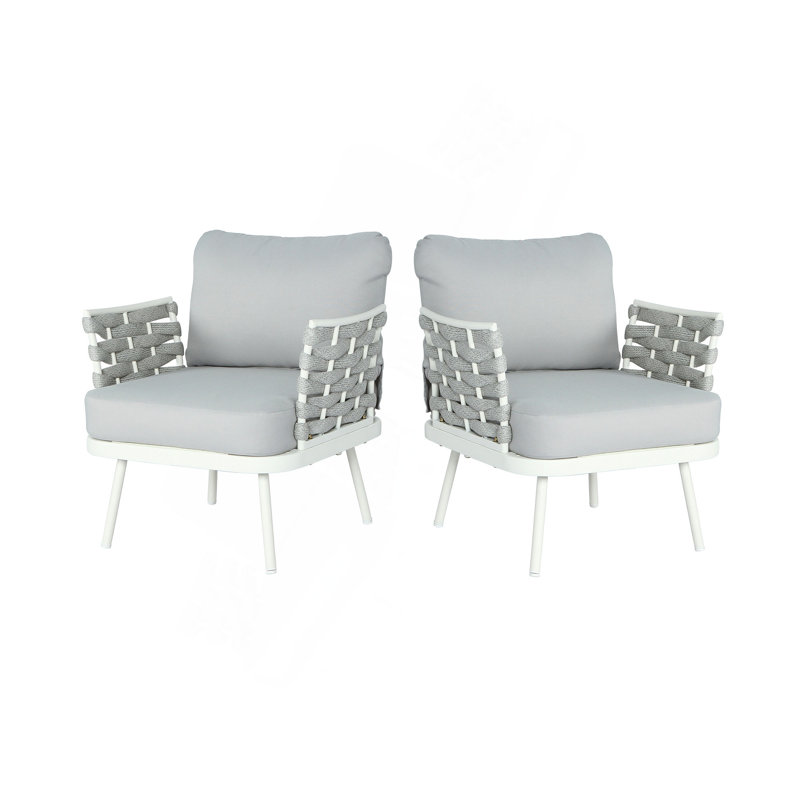 Ensemble de 2 fauteuils club Mariano, Gris, Blanc cassé