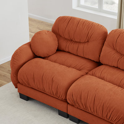 Canapé modulaire plissé plissé, canapé en chenille avec méridienne en L et repose-pieds