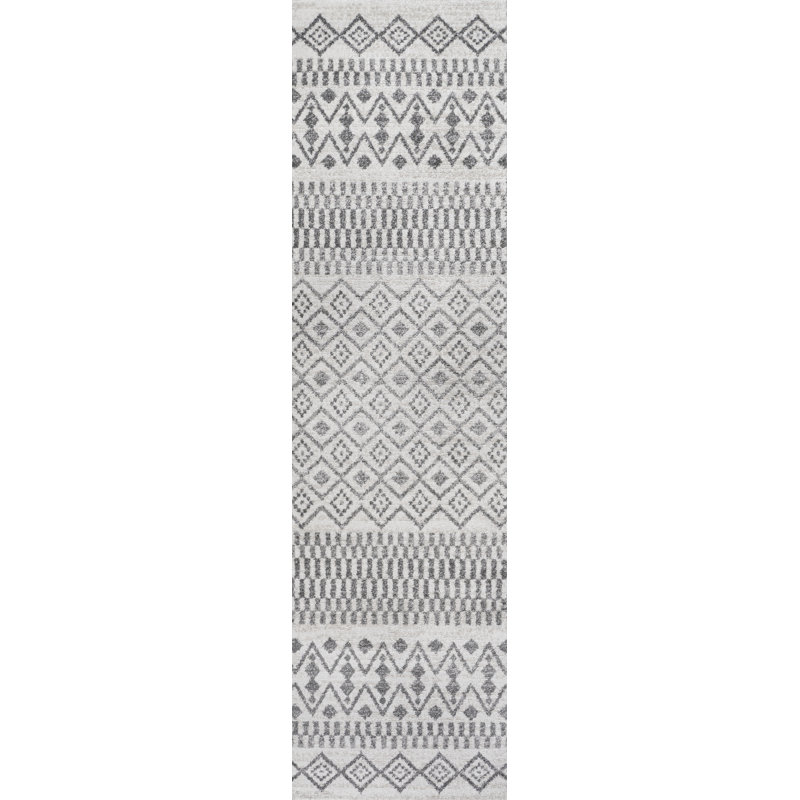 Tapis crème / gris Naia Berber, Tapis de couloir 2 pi 3 po x 10 pi
