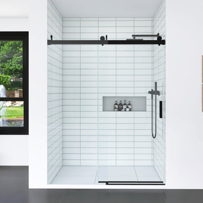 76" H Frameless Soft-Closing Single Sliding Shower Door