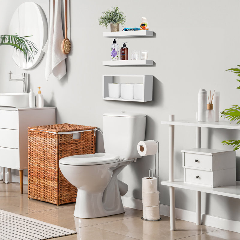 Floating Shelve with Box Shelf Set, White