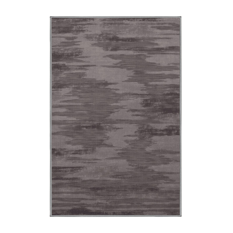 Tapis abstrait gris lavable à la machine
