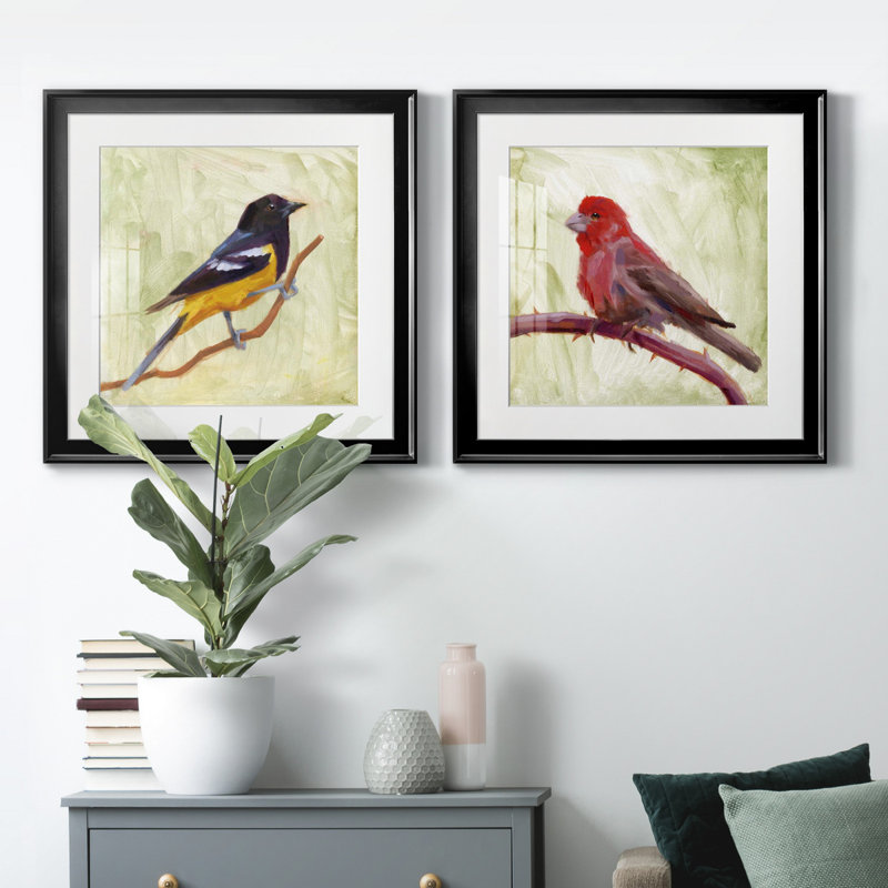 «Backyard Birds I», ensemble de 2 cadres photo, Papier encadré noir, H 17,5 po x l 35 po x P 1,5 po