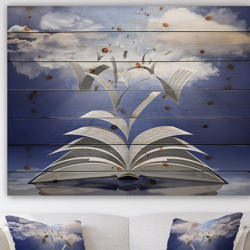 Livre pages Skyward - impression sur bois, H 15 po x l 20 po x P 1 po, Bois