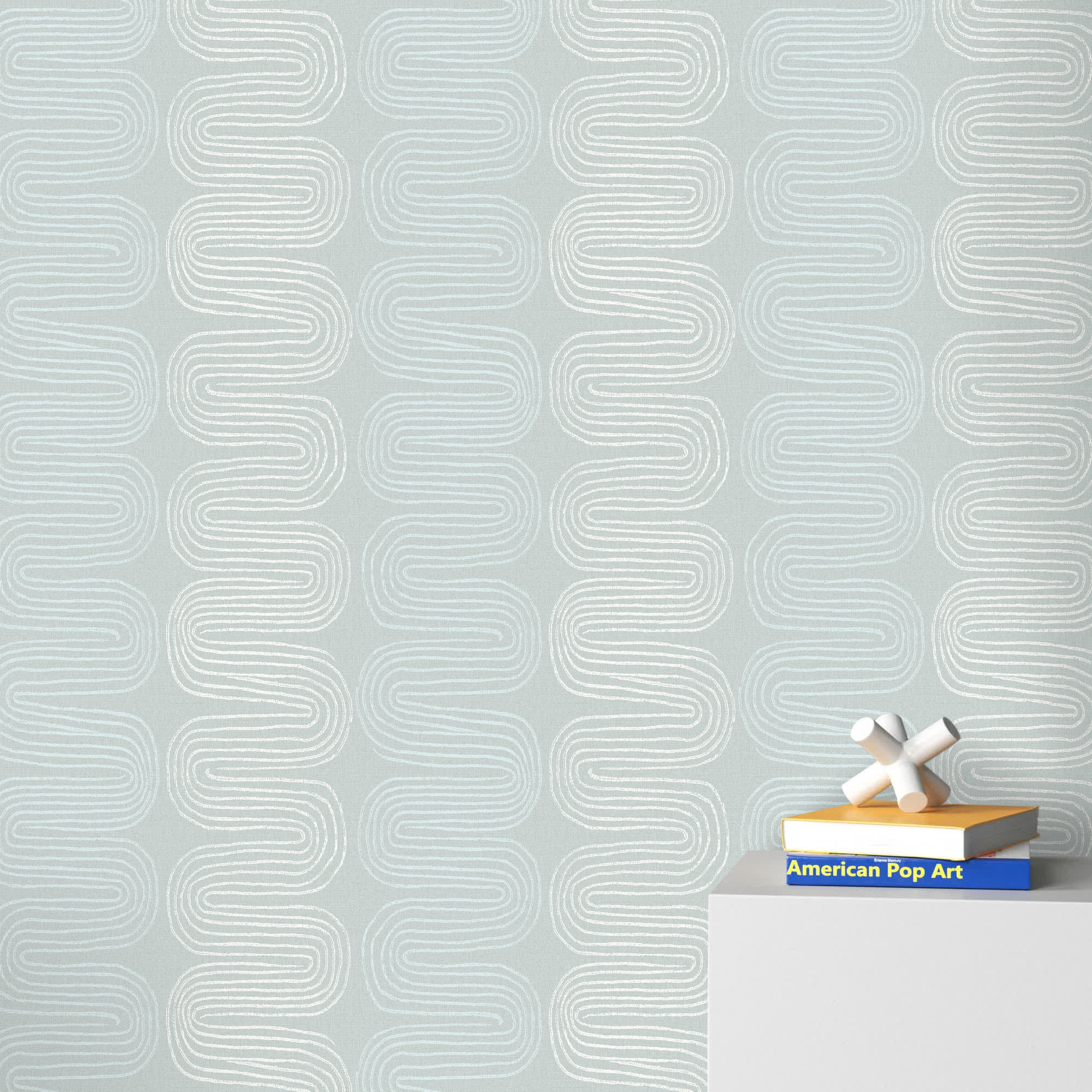 Freddy Godmond 33' L x 20.5'' W Wallpaper Roll, Light Blue