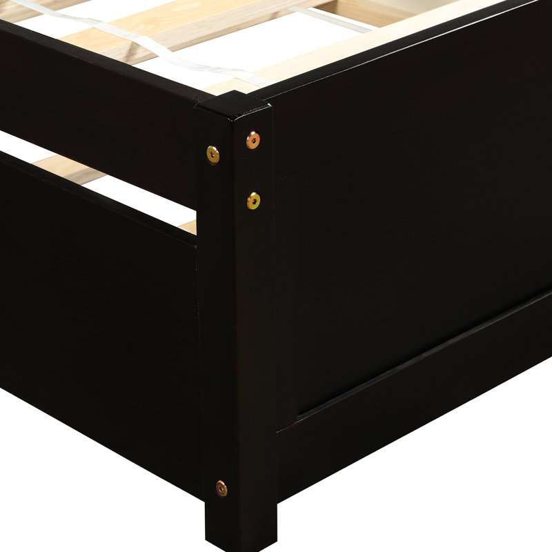 Lit plateforme Finish avec lit gigogne - Bois massif pour une chambre apaisante dans un élément tendance, Espresso