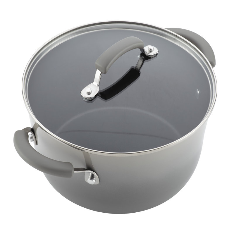 Gray 14-Piece Nonstick Aluminum Cookware Set with Enamel Finish