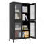 Armoire de rangement classique en métal avec 4 portes en verre et 4 tablettes, idéale pour la présentation et l'organisation dans la maison et le bureau.