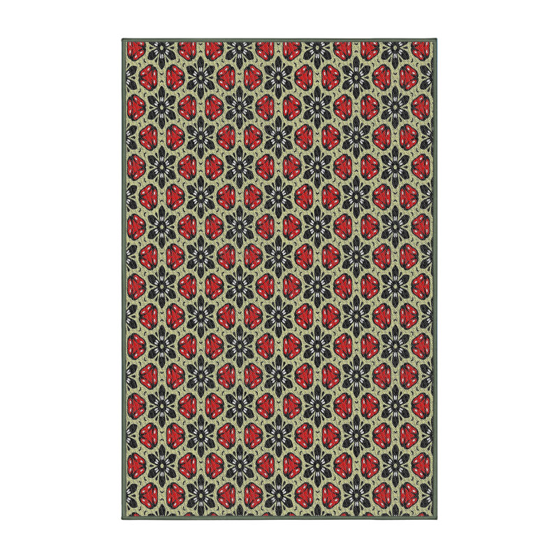 Tapis de zone rouge/noir à motifs, Rectangle 3 pi x 5 pi