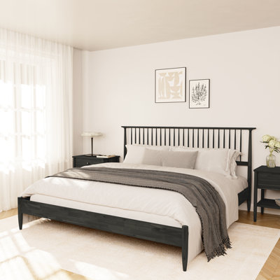 Solid Wood Bed Frame Acacia Wood Platframe,No Box Spring Needed,King Size Bed