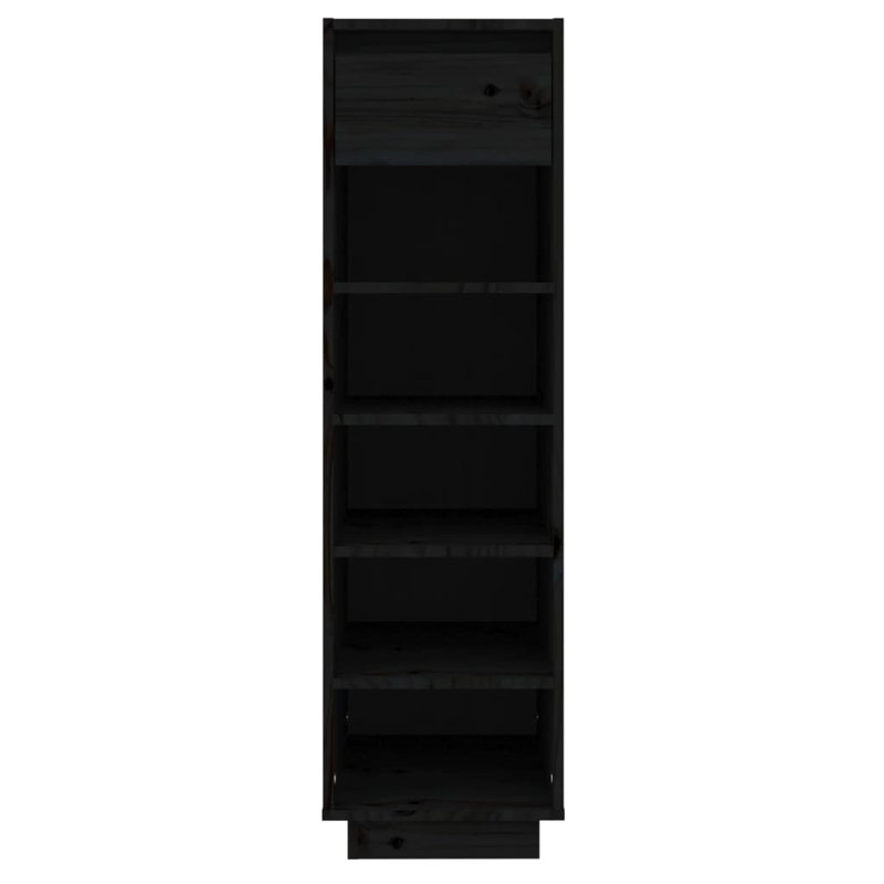 Union 5 Pair Solid Wood Shoe Storage Cabinet, Black