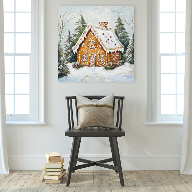 «Gingerbread Scene», impression d'art fantaisiste sur paysage traditionnel rétro, H 32 po x l 32 po