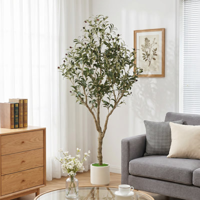 6ft Faux Olive Tree in Planter, Artificial Olive Plant for Home & Office Decor