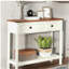 Console de style campagnard avec design à deux tons, 2 tiroirs et tablette de rangement inférieure - Table d'appoint rustique pour entrée, salon et couloir-143801445