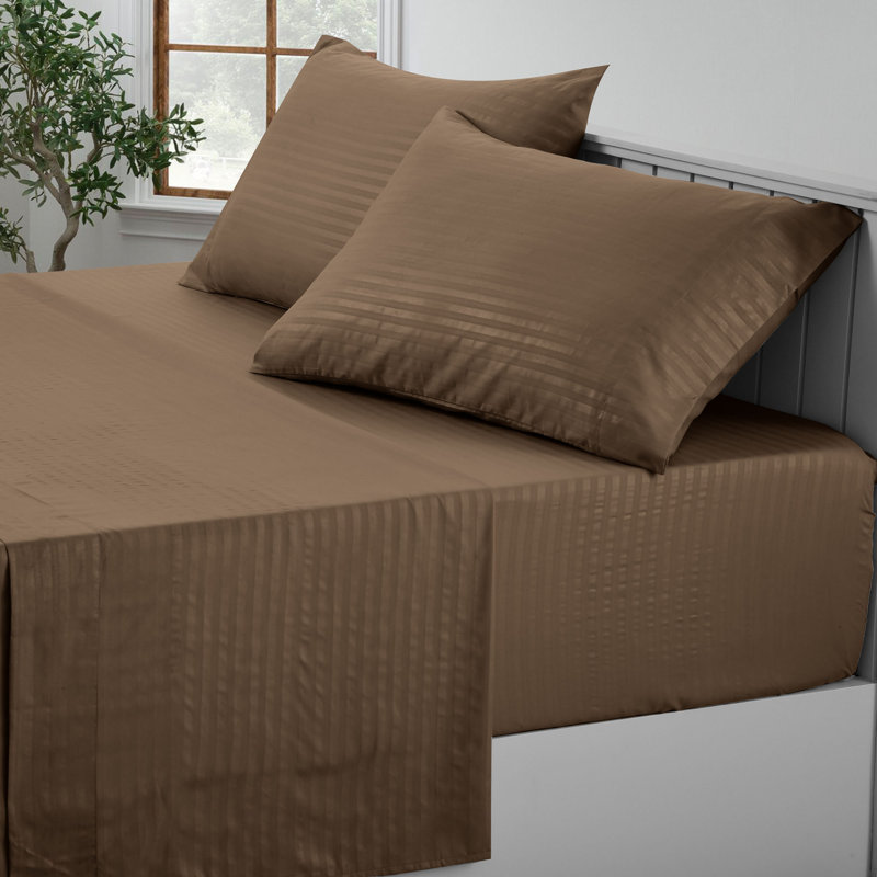 Ensemble de literie en microfibre avec draps-housse et drap-housse Lux Decor Collection, Taie d'oreiller taille double, Brun