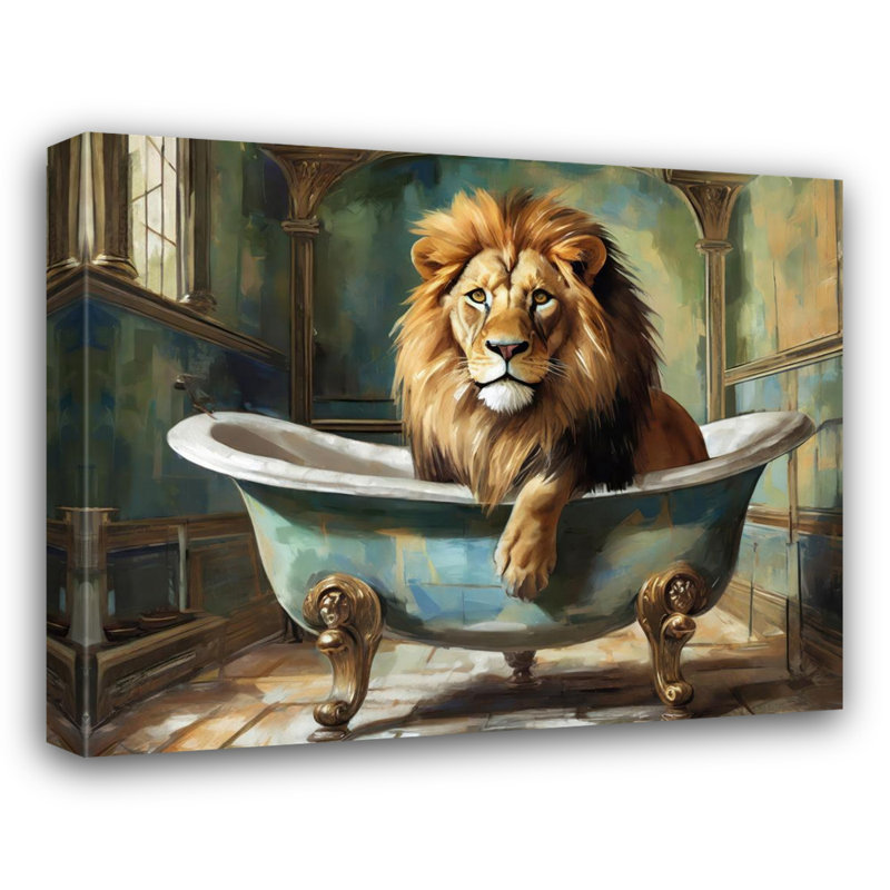 «Lion Bathaign» sur toile, H 26 po x l 32 po