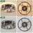 17.7" 4-Light Flush Mount Brown Wagon Wheel Ceiling Fan Light, 7-Blade Fandelier with Remote Control and Reversible DC Motor for All-Season Use-170674440