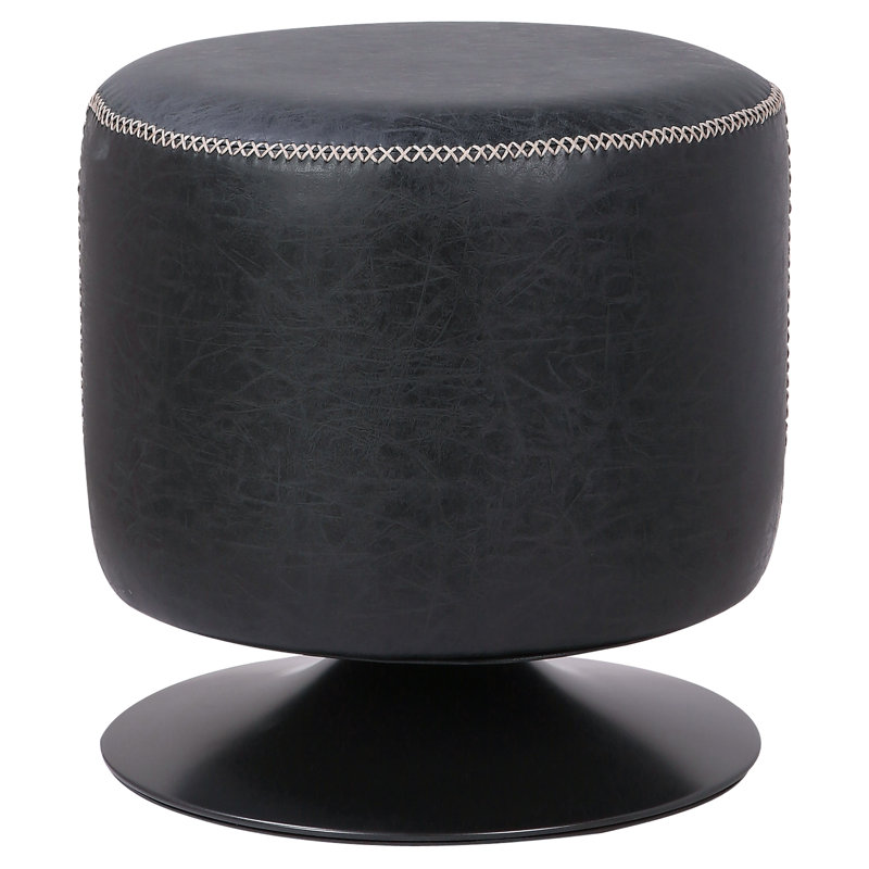 Gillan Faux Leather Ottoman, Vintage Black Faux Leather