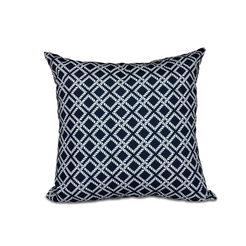 Housse de coussin carrée avec fixation en corde, Bleu marine, H 26 po x l 26 po