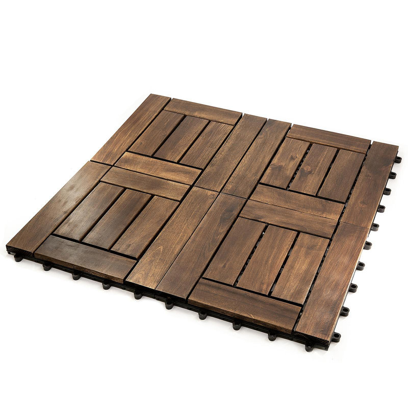 12 po X 12 po Carrelage de terrasse en bois d'acacia à emboîtement brun foncé (paquet de 10), 10