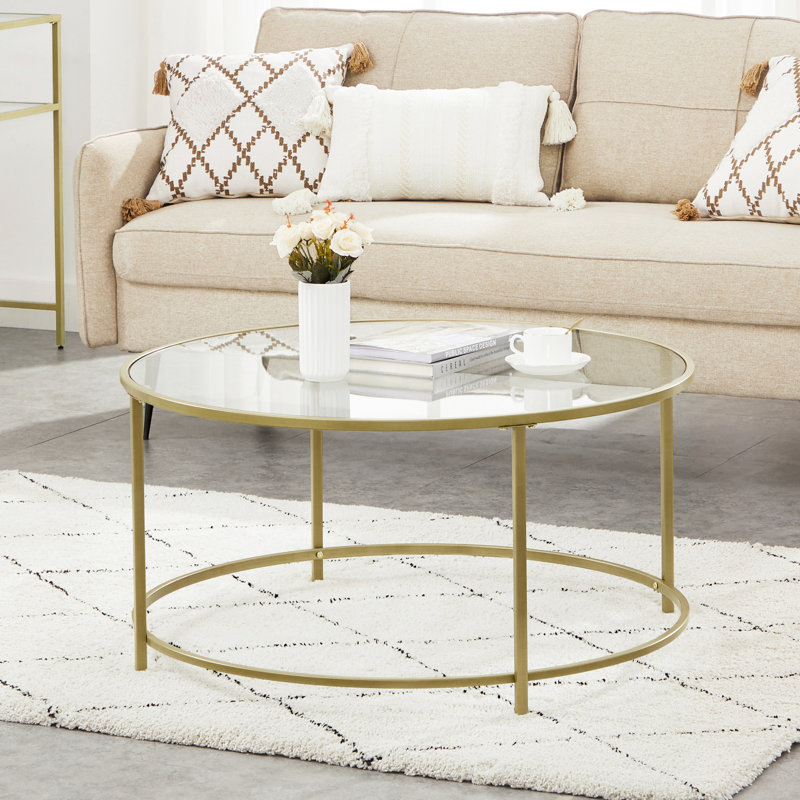 Lyra Glass Top Coffee Table, Gold