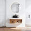 Meuble-lavabo flottant peu encombrant avec lavabo vasque noir mat et rangement ouvert
