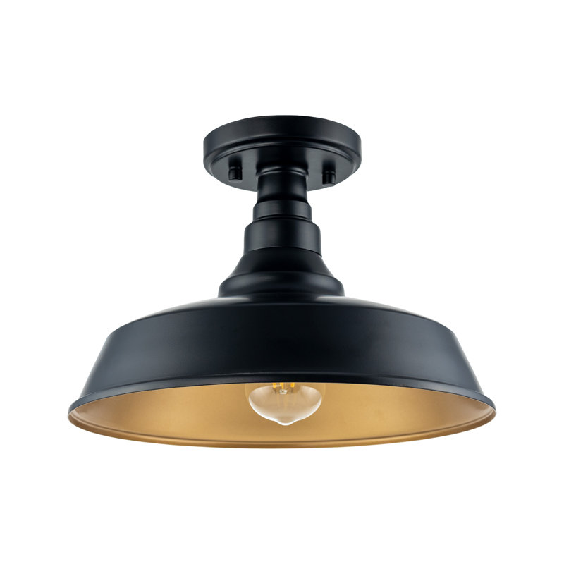 Plafonnier semi-encastré noir Adesewa, Noir mat