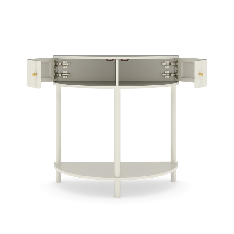 Console demi-lune Artisan-Wave Wave, Blanc, crème