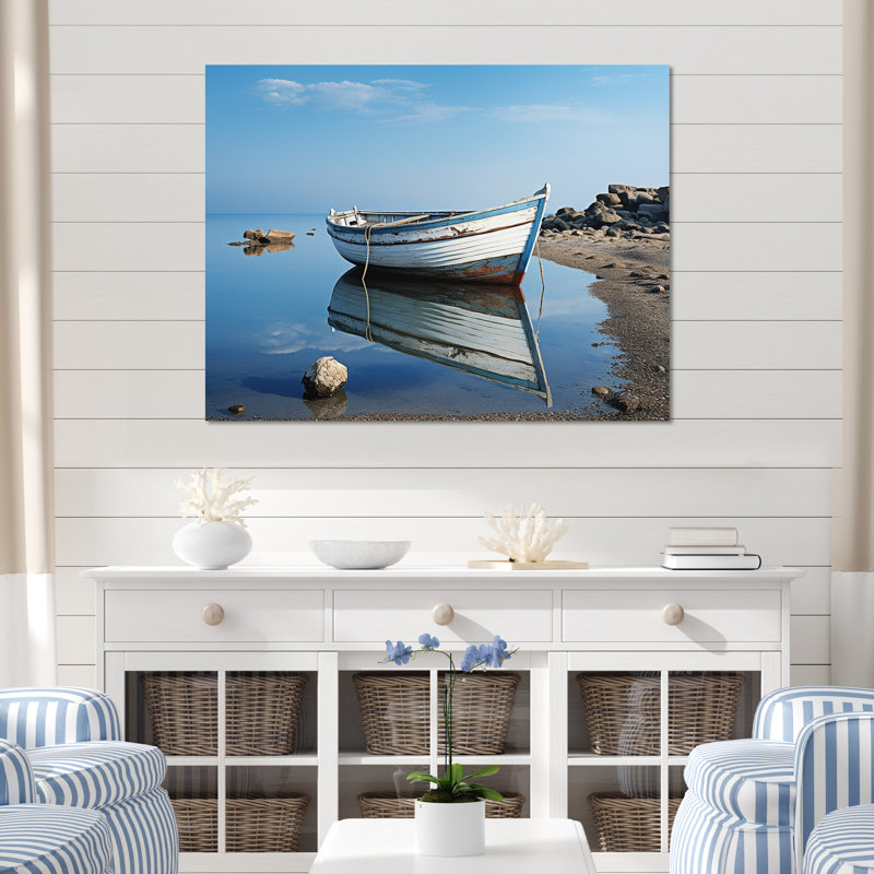 «Boat Scenery At The Lake I», reproduction sur toile, H 12 po x l 20 po x P 1 po, Toile tendue