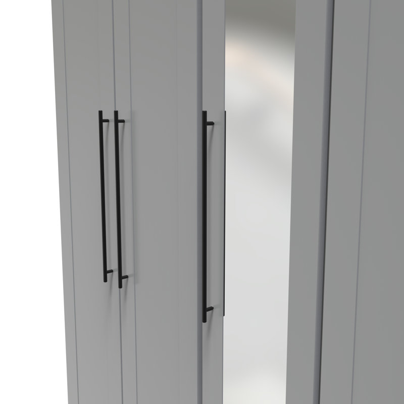 Fully Assembled 2 Door Wardrobe, 197cm H x 222cm W x 53cm D, Dusk Grey