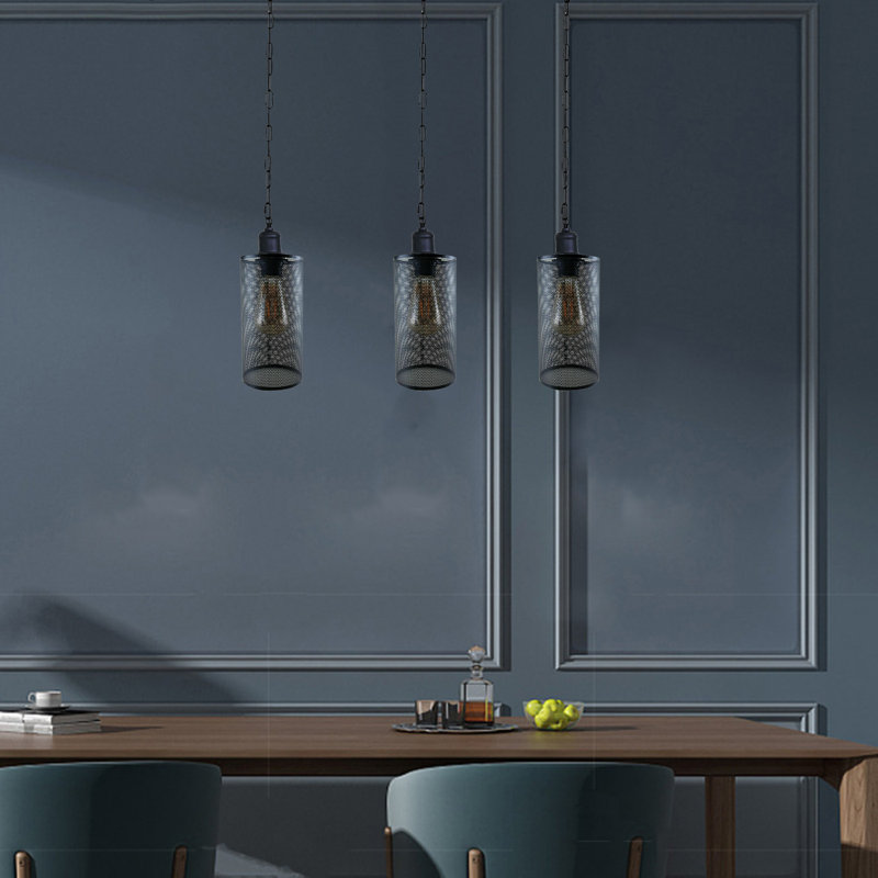 Vivek 3 - Light Kitchen Island Pendant, Black, Black, No