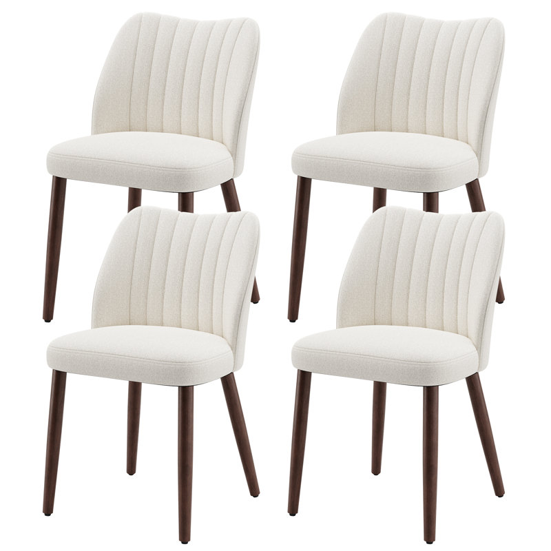 Chaise d'appoint de salle à manger rembourrée moderne avec pieds en bois , 4, Beige