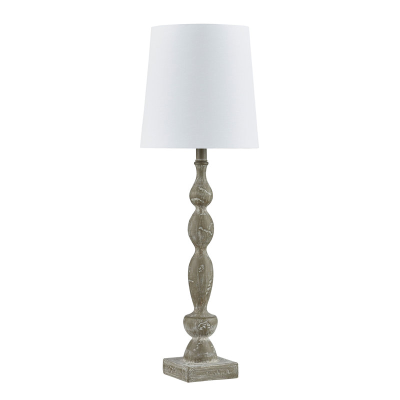 Forty West Chandler 32" Resin Table Lamp with Fabric Shade, Gray-taupe (Set of 2)
