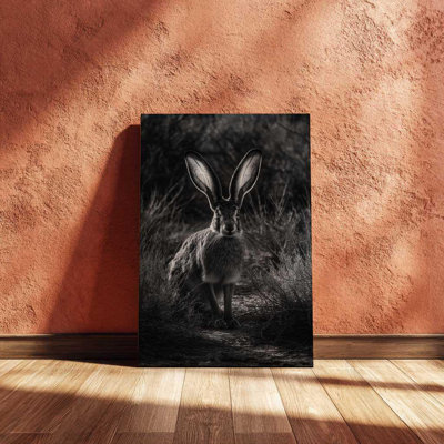 Texas Jackrabbit Canvas Art â€“ Desert Wildlife Wall Decor â€“ Rustic Western Black & White Print