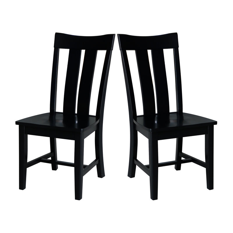  Delisca Solid Wood Slat Back Side Chair, Black