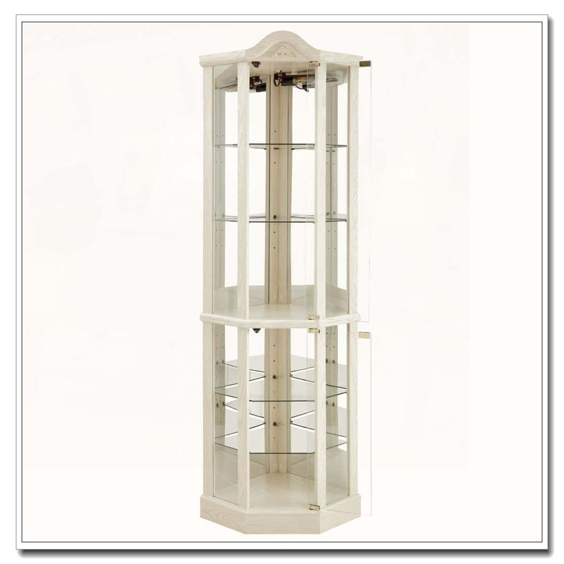 Glass Cabinet Lighted, 72" H x 17" W x 17" D, White