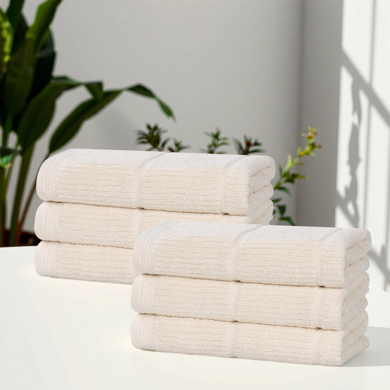 Ensemble de serviettes à main en mélange de coton Milo Smart Twist, Ivoire ivoire, Essuie-mains - paquet de 6