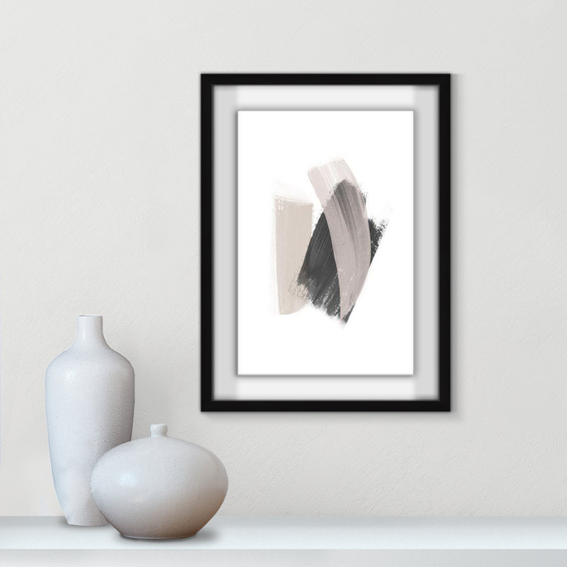 Alabaster Strokes - Peinture encadrée, H 1,25 po x l 23 po x P 1,25 po, Cadre noir satiné